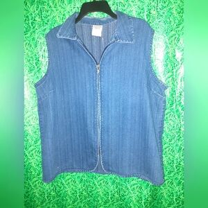 Allison Daley Sleeveless Denim Top Full Zip Women's 16 Collared Western Cottage